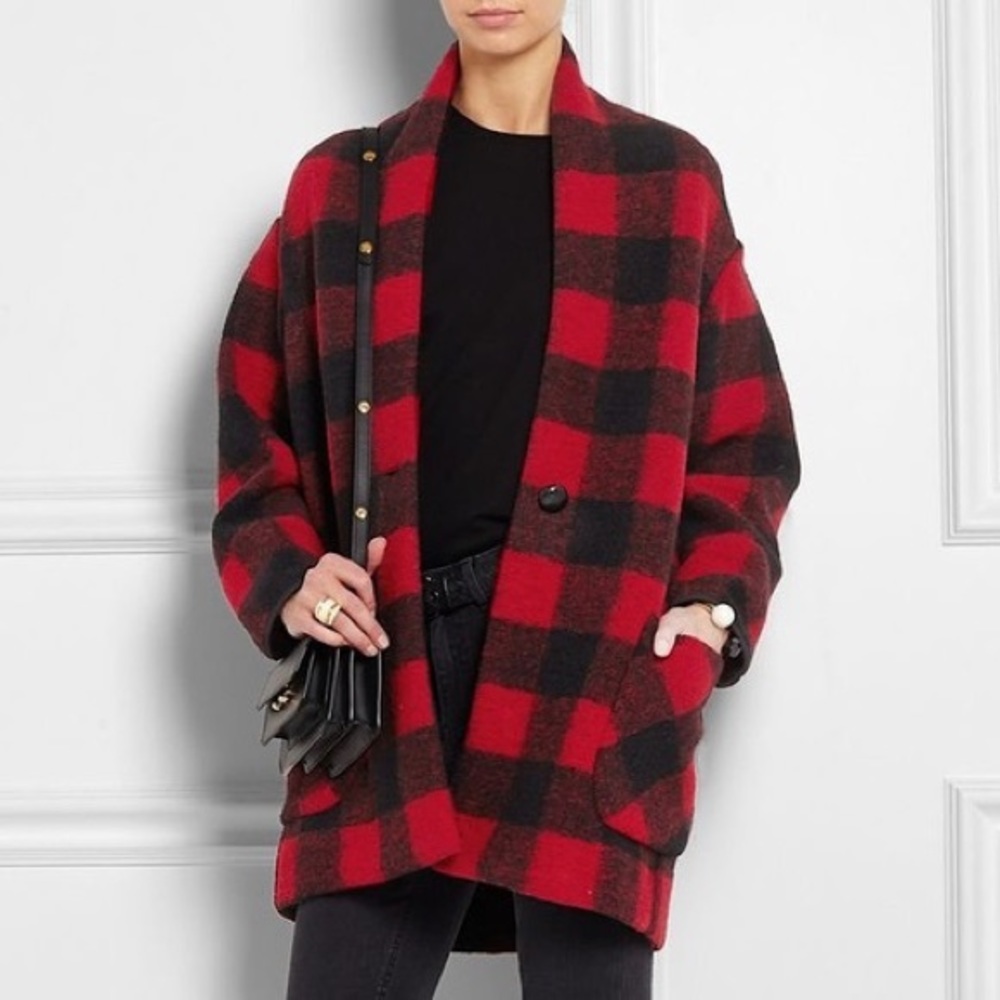 Isabel Marant Red and Black Plaid Jacket